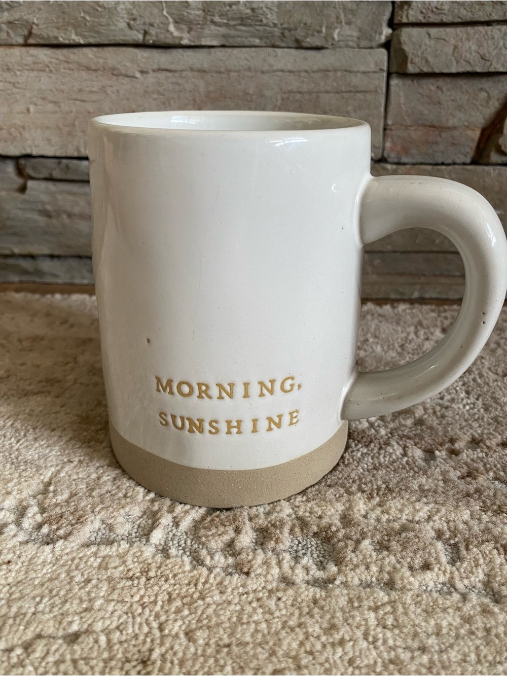 Hearth and Hand With Magnolia White Tan 'Morning, Sunshine' Earthware Coffee Mug